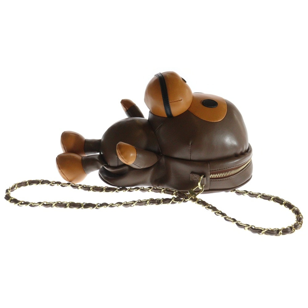 A BATHING APE(アベイシングエイプ) BABY MILO PLUSH DOLL CHAIN SHOULDER BAG ベイビーマイロ ビッグ ポーチドール チェーンショルダーバッグ レザー ブラウン 002BAK701003F
