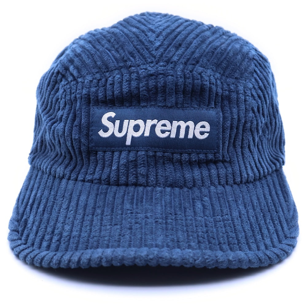 SUPREME(シュプリーム) 22SS Rope Corduroy Camp Cap ボックスロゴ コーデュロイ キャンプキャップ 帽子 ネイビー