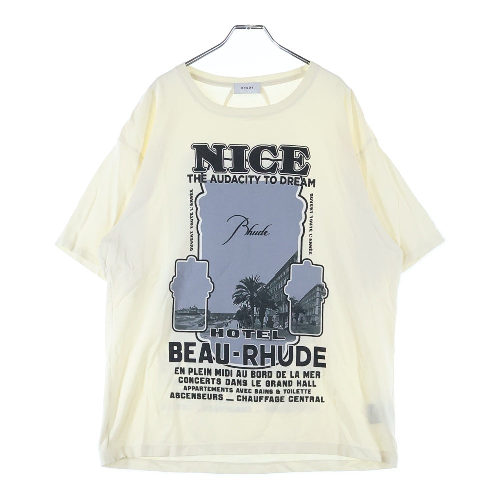 RHUDE(ルード) NICE TEE フロントロゴプリントクルーネック半袖Tシャツカットソー ホワイト