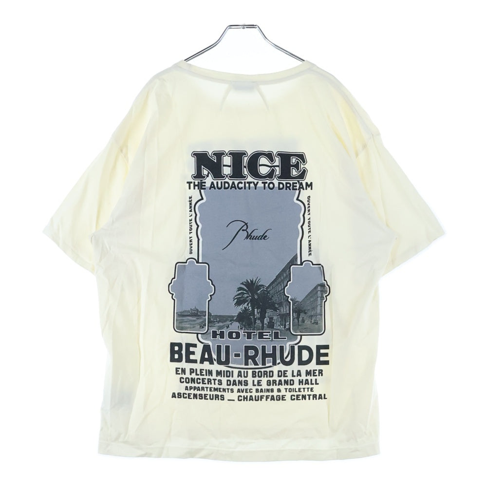 RHUDE(ルード) NICE TEE フロントロゴプリントクルーネック半袖Tシャツカットソー ホワイト