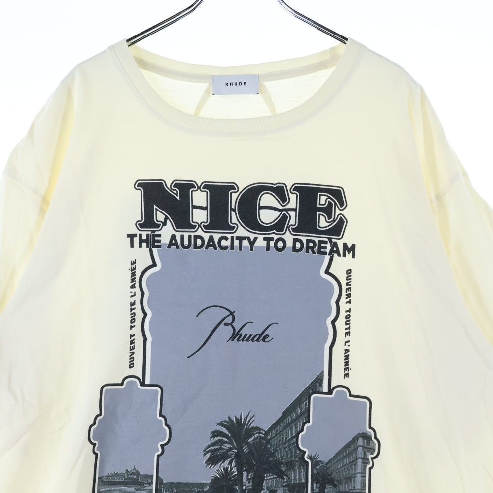 RHUDE(ルード) NICE TEE フロントロゴプリントクルーネック半袖Tシャツカットソー ホワイト
