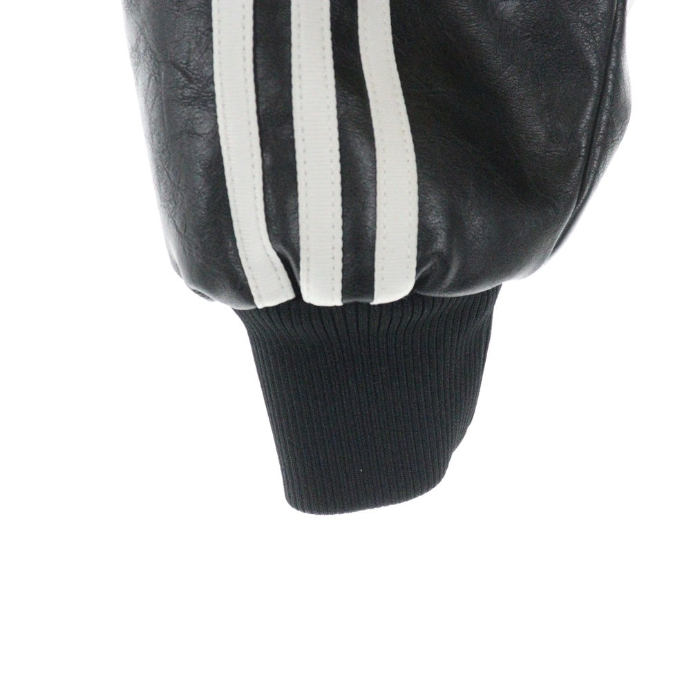 adidas Originals(アディダスオリジナルス) Adilenium Season3 FAUX LEATHER JUCKET JX9225 ヴィンテージ加工 フェイクレザー フーデッドブルゾンジャケット ブラック