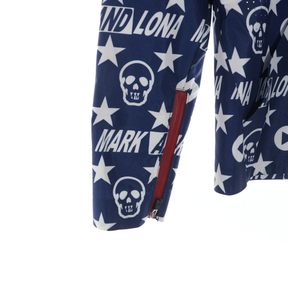 MARK&LONA(マークアンドロナ) LOGO ZIP UP JACKET ロゴプリントジップアップジャケット フーディー ネイビー MLW-9A-AD03