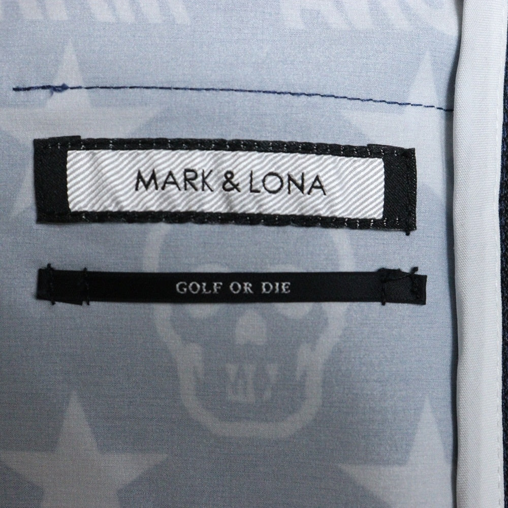 MARK&LONA(マークアンドロナ) LOGO ZIP UP JACKET ロゴプリントジップアップジャケット フーディー ネイビー MLW-9A-AD03