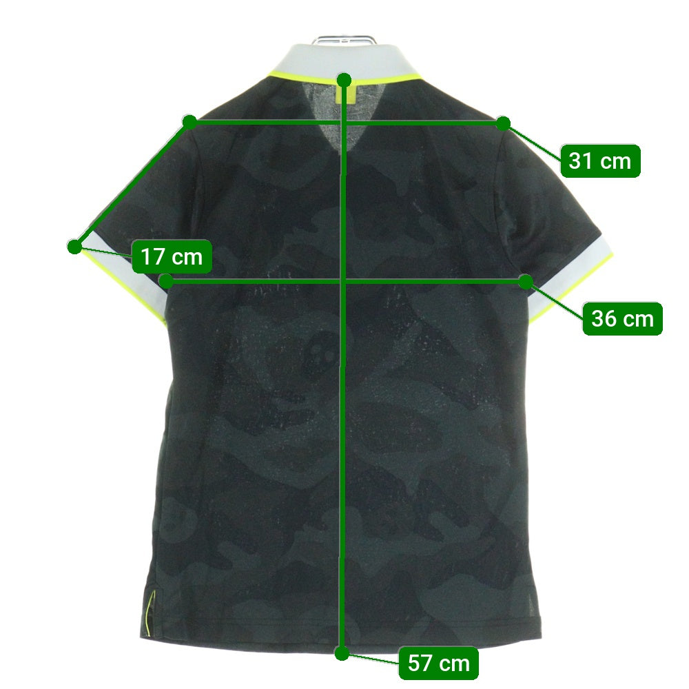 MARK&LONA(マークアンドロナ) POLO SHIRTS スカルロゴ半袖ポロシャツ ハーフジップ ブラック MLW-0A-AP02