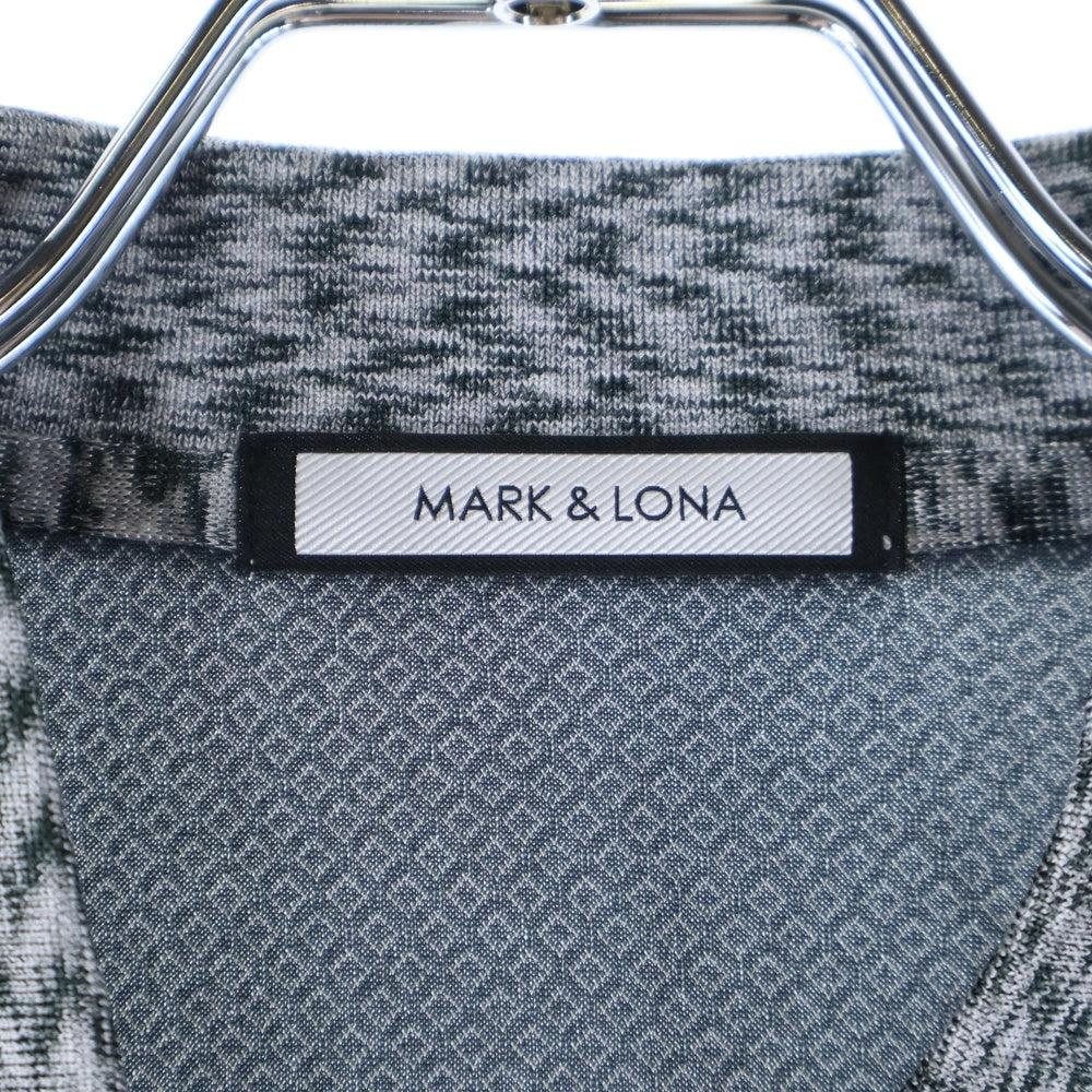 MARK&LONA(マークアンドロナ) POLO SHIRTS ラインストーンスカルロゴデザイン半袖ポロシャツ グレー MLW-9A-AP17