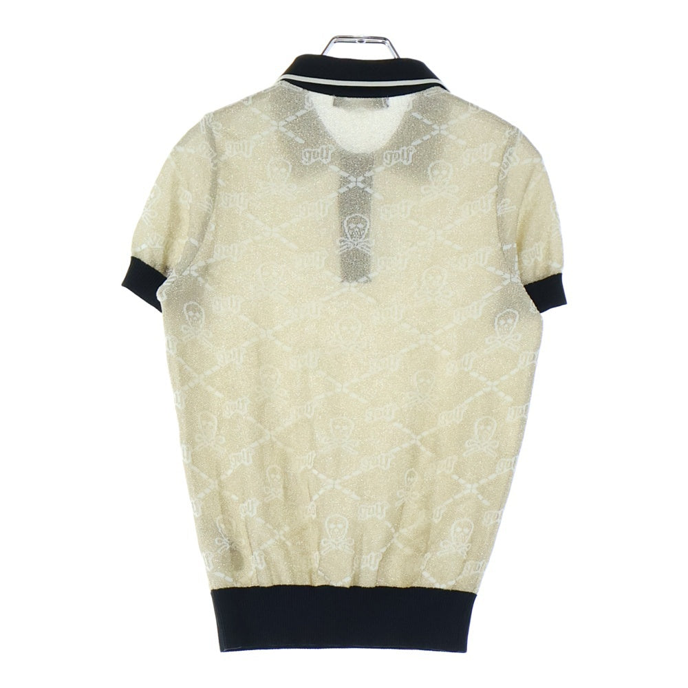 MARK&LONA(マークアンドロナ) POLO SHIRTS スカルデザインジャガード半袖ポロシャツ ゴールド MLW-0A-AB05