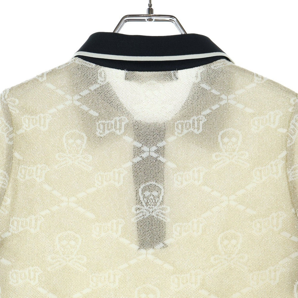 MARK&LONA(マークアンドロナ) POLO SHIRTS スカルデザインジャガード半袖ポロシャツ ゴールド MLW-0A-AB05