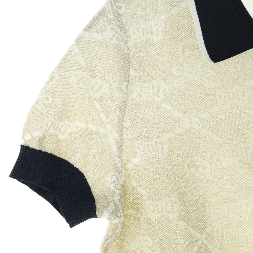 MARK&LONA(マークアンドロナ) POLO SHIRTS スカルデザインジャガード半袖ポロシャツ ゴールド MLW-0A-AB05