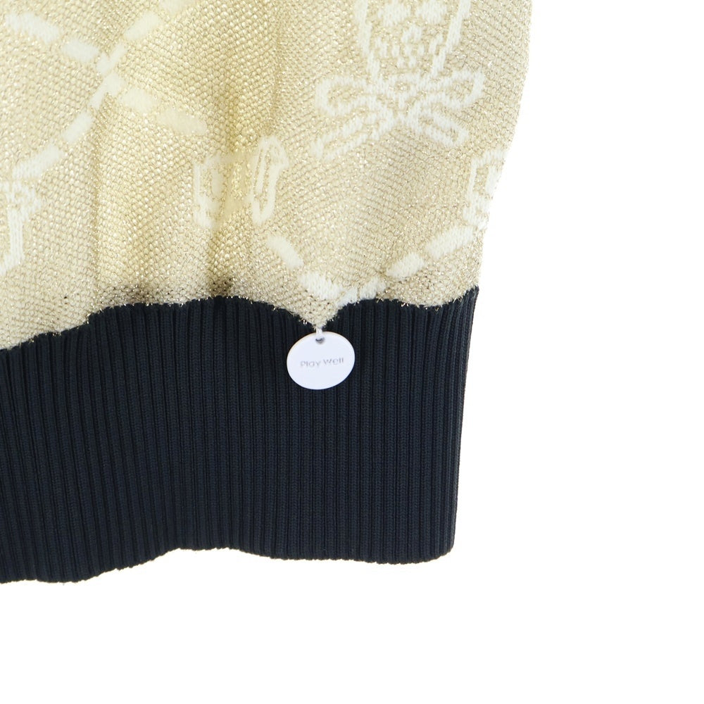 MARK&LONA(マークアンドロナ) POLO SHIRTS スカルデザインジャガード半袖ポロシャツ ゴールド MLW-0A-AB05