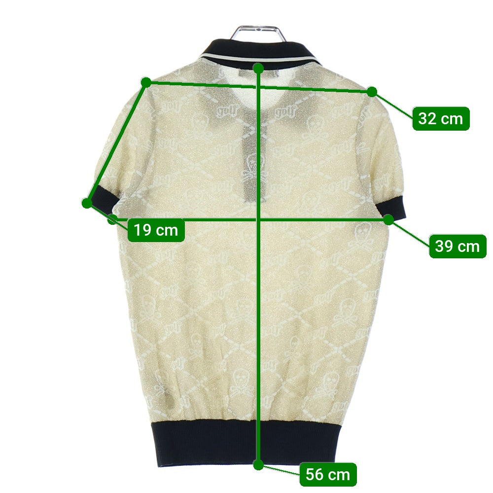 MARK&LONA(マークアンドロナ) POLO SHIRTS スカルデザインジャガード半袖ポロシャツ ゴールド MLW-0A-AB05