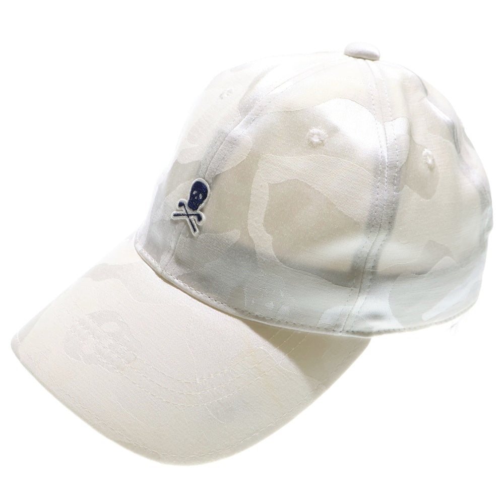 MARK&LONA(マークアンドロナ) SCULL LOGO CAP スカルロゴ刺繍キャップ 帽子 ホワイト MLF-9A-FC04