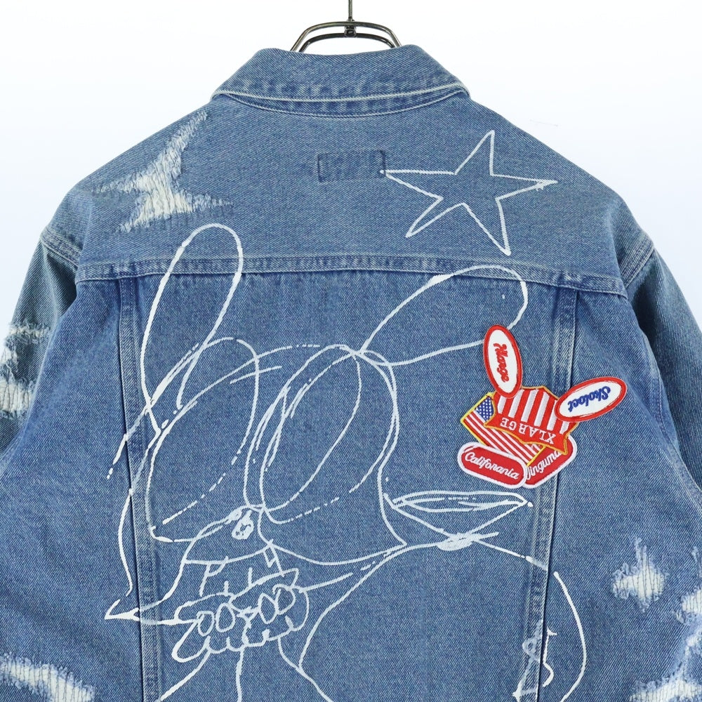 X-LARGE(エクストララージ) 23AW DENIM JACKET ダメージ加工 フロントデザインデニムジャケット インディゴ 101233021011