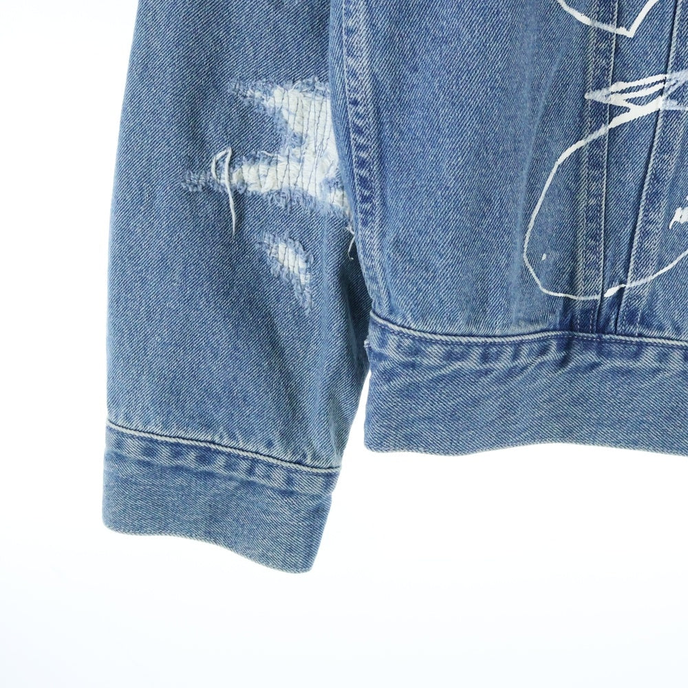 X-LARGE(エクストララージ) 23AW DENIM JACKET ダメージ加工 フロントデザインデニムジャケット インディゴ 101233021011