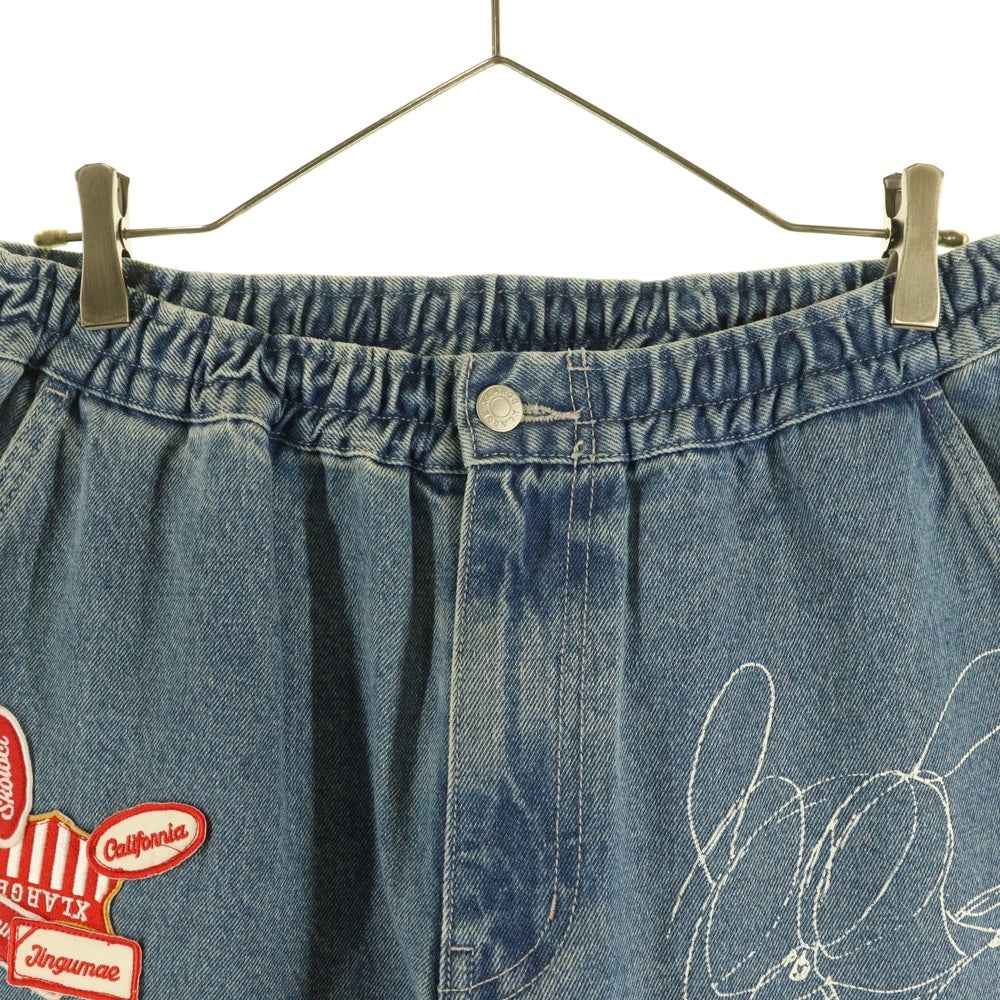 X-LARGE(エクストララージ) 23AW EASY DENIM PANTS ダメージ加工 フロントデザイン イージーデニムパンツ ジーンズ インディゴ 101233031025