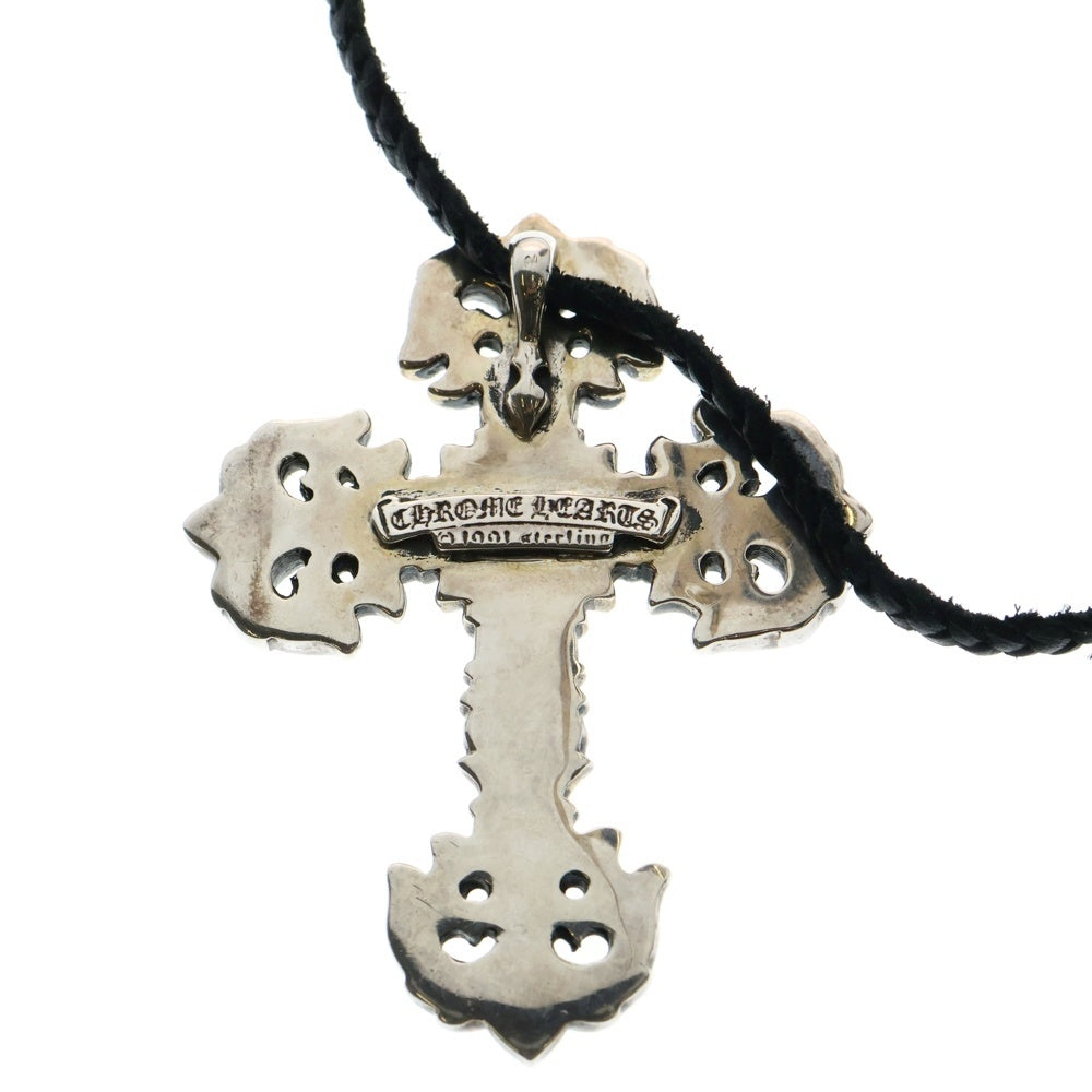 CHROME HEARTS(クロムハーツ) FILIG/CROSS S LB フィリグリークロス レザーブレイドネックレス シルバー