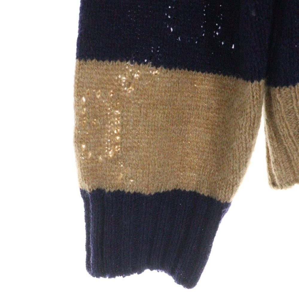 GUCCI(グッチ) GG柄ボーダーウールニットセーター ブラウン/ネイビー