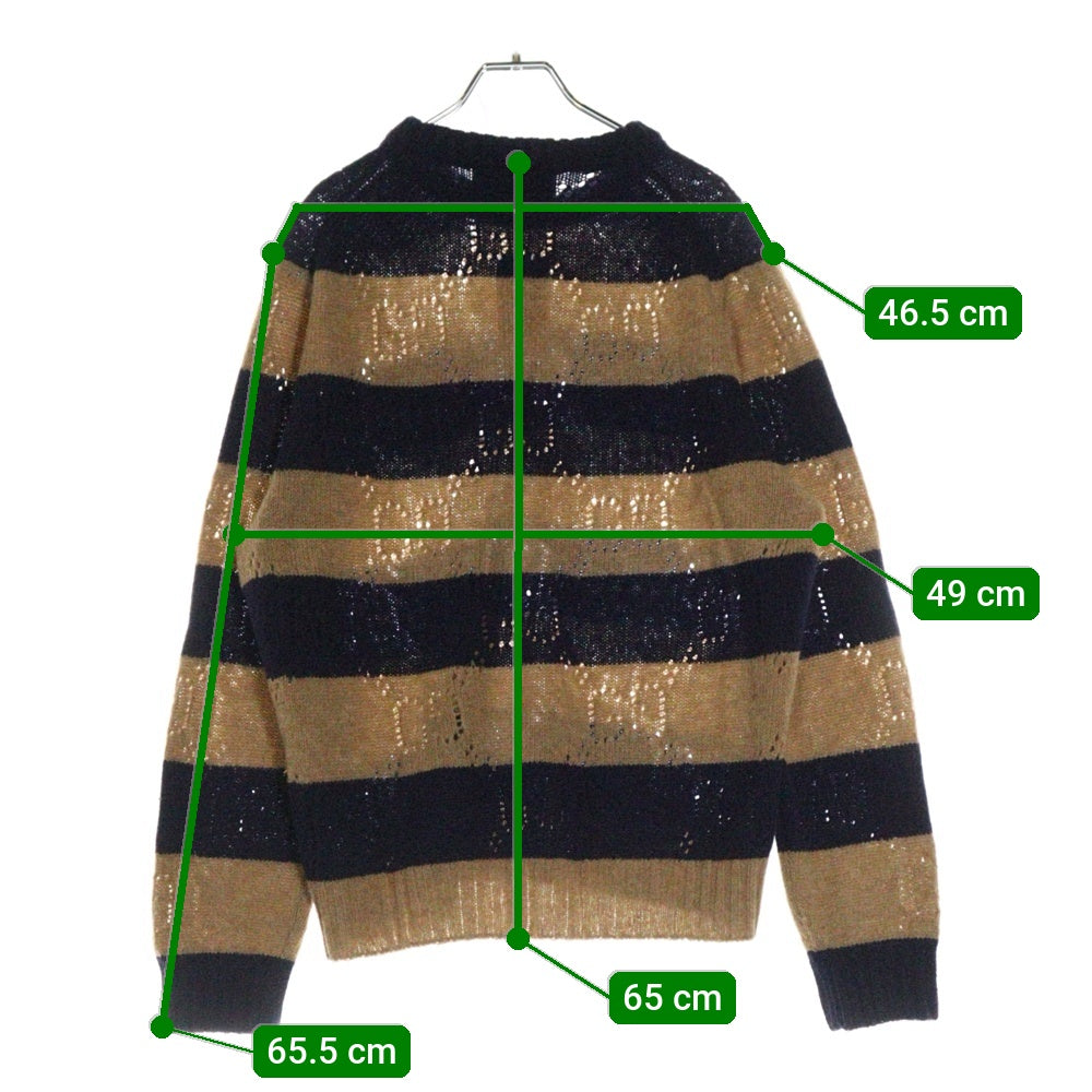 GUCCI(グッチ) GG柄ボーダーウールニットセーター ブラウン/ネイビー