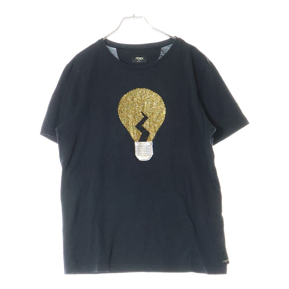 FENDI(フェンディ) ラインストーン電球プリント半袖カットソー 半袖Tシャツ ブラック