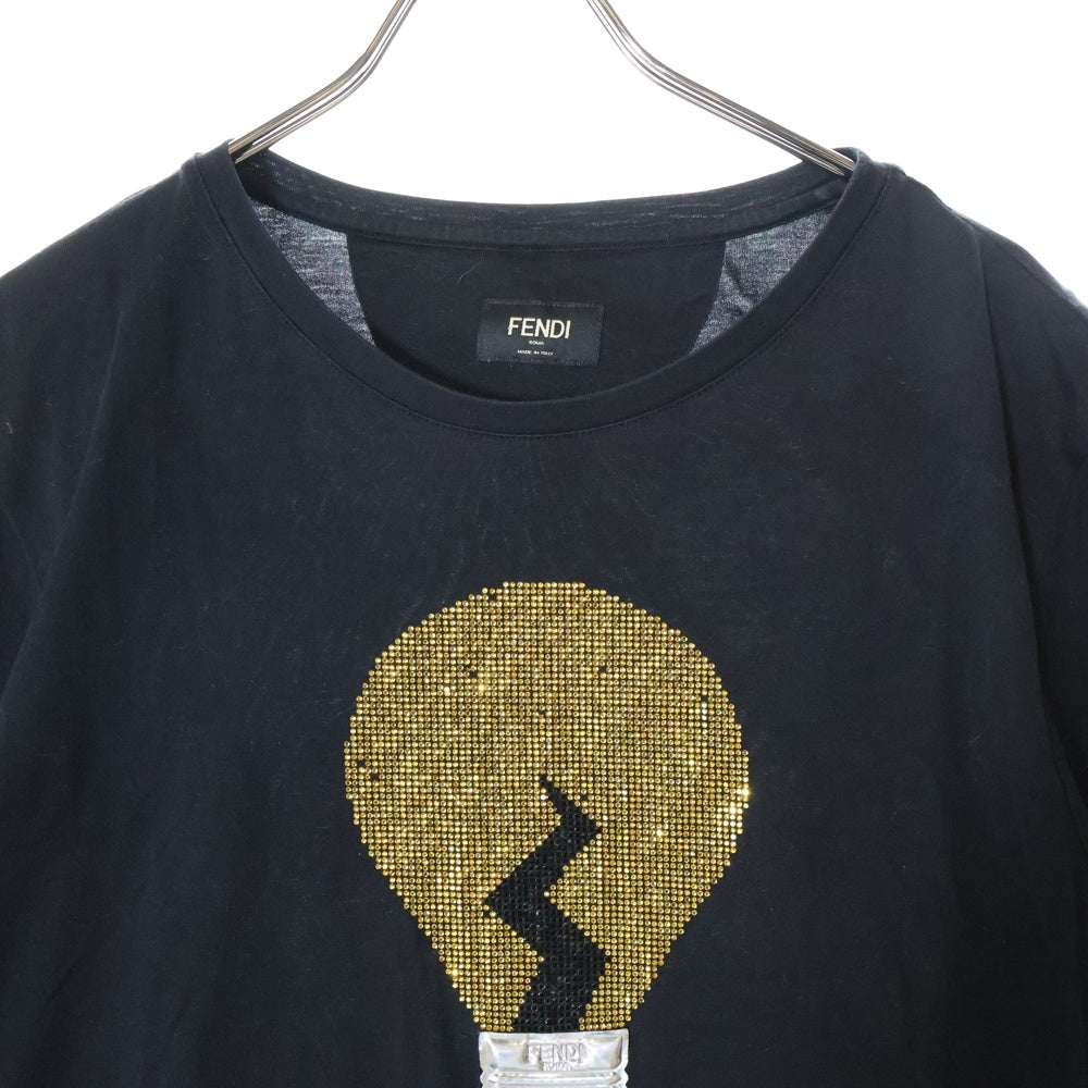 FENDI(フェンディ) ラインストーン電球プリント半袖カットソー 半袖Tシャツ ブラック