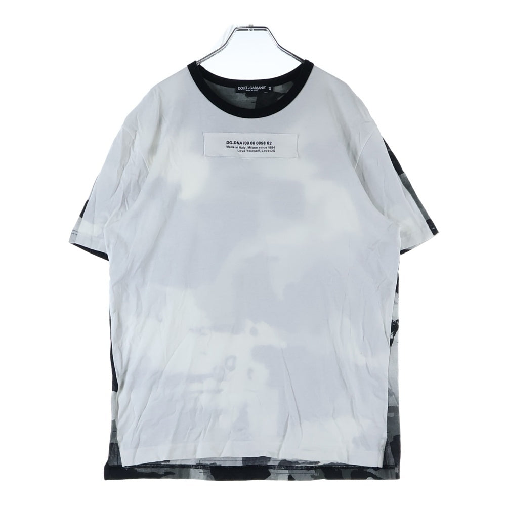 DOLCE & GABBANA(ドルチェアンドガッバーナ) フロント刺繍半袖カットソー 半袖Tシャツ カモフラ柄 ホワイト/ブラック