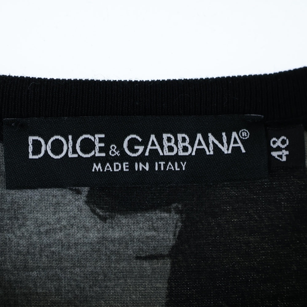 DOLCE & GABBANA(ドルチェアンドガッバーナ) フロント刺繍半袖カットソー 半袖Tシャツ カモフラ柄 ホワイト/ブラック