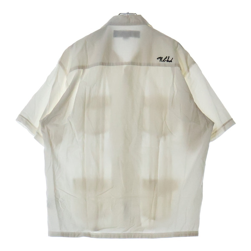 NEIGHBORHOOD(ネイバーフッド) 25SS GUAYABERA SHIRT SS 251AQNH-SHM05 ワンポイント ロゴ刺繍 半袖シャツ ホワイト