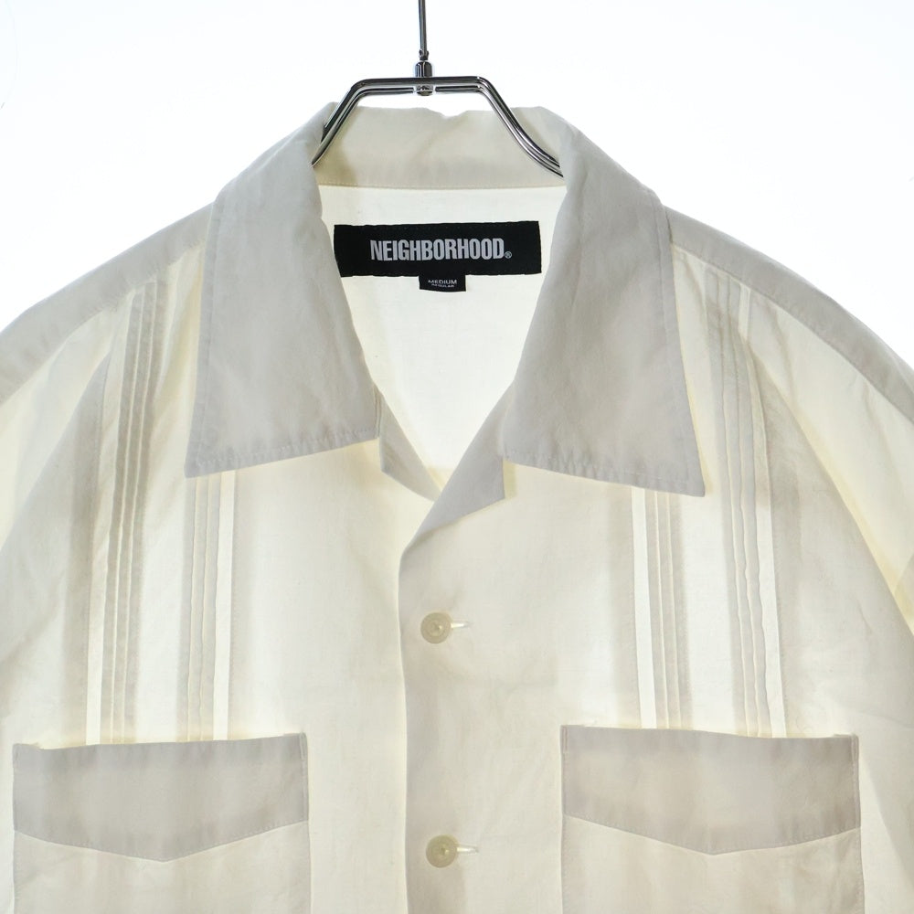 NEIGHBORHOOD(ネイバーフッド) 25SS GUAYABERA SHIRT SS 251AQNH-SHM05 ワンポイント ロゴ刺繍 半袖シャツ ホワイト