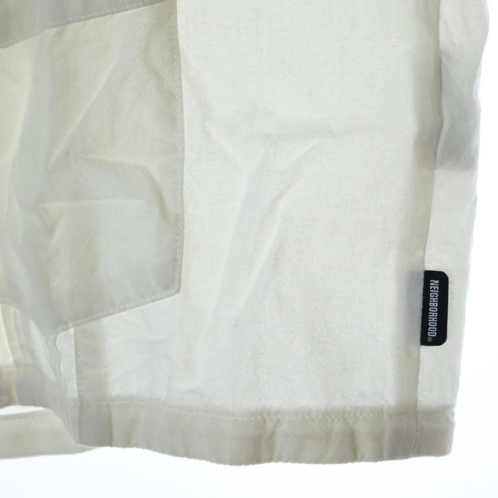 NEIGHBORHOOD(ネイバーフッド) 25SS GUAYABERA SHIRT SS 251AQNH-SHM05 ワンポイント ロゴ刺繍 半袖シャツ ホワイト