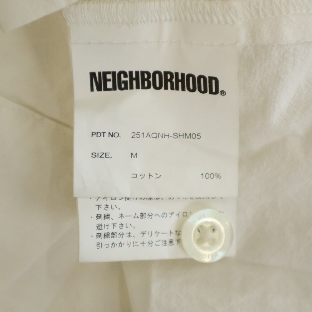 NEIGHBORHOOD(ネイバーフッド) 25SS GUAYABERA SHIRT SS 251AQNH-SHM05 ワンポイント ロゴ刺繍 半袖シャツ ホワイト