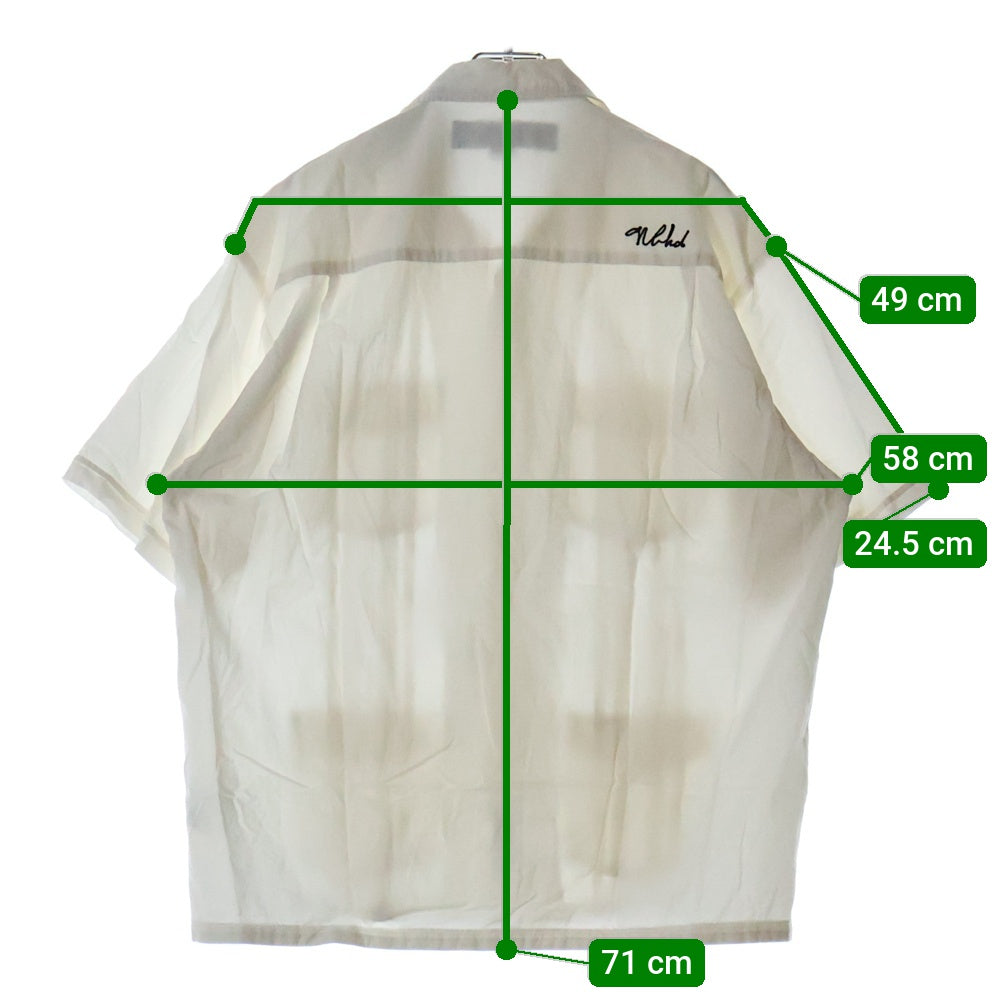 NEIGHBORHOOD(ネイバーフッド) 25SS GUAYABERA SHIRT SS 251AQNH-SHM05 ワンポイント ロゴ刺繍 半袖シャツ ホワイト