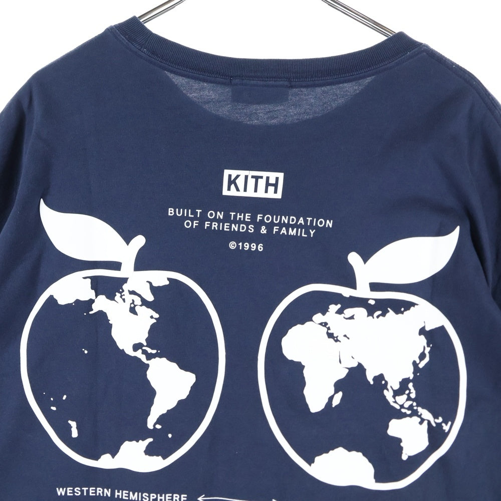KITH(キス) NY To The Wold S/S TEE 24‐073‐060‐0044-4‐0 バックロゴ クルーネック半袖Tシャツカットソー ネイビー