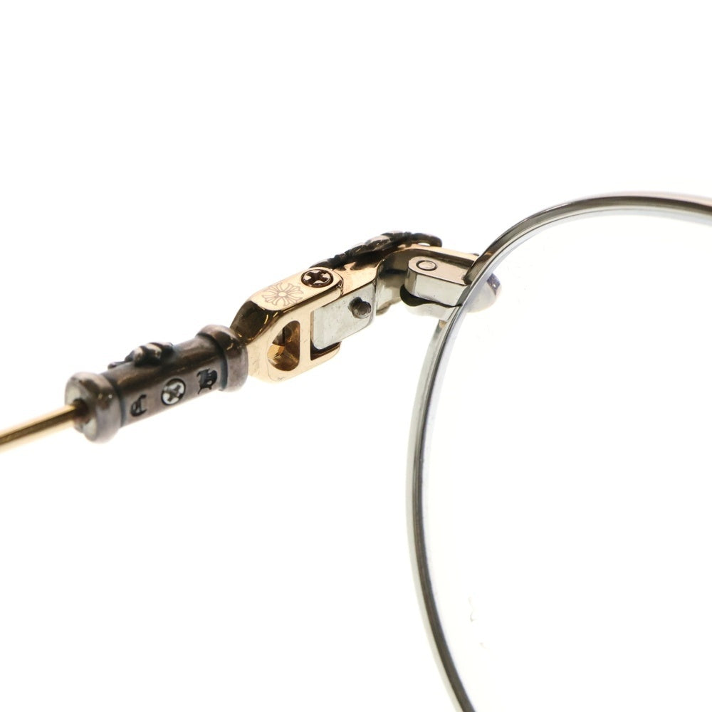 CHROME HEARTS(クロムハーツ) BUBBA-A クロステンプルメタルフレームラウンドサングラス 眼鏡 シルバー