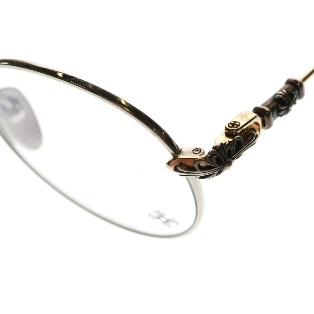 CHROME HEARTS(クロムハーツ) BUBBA-A クロステンプルメタルフレームラウンドサングラス 眼鏡 シルバー