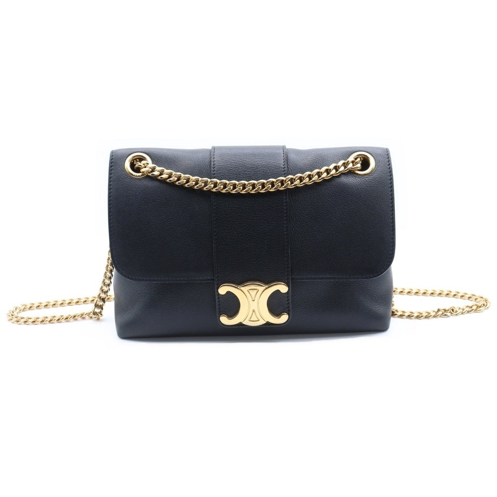 CELINE(セリーヌ) トリオンフ ティーン ヴィクトワール カーフレザー チェーンショルダーバッグ ブラック 116593