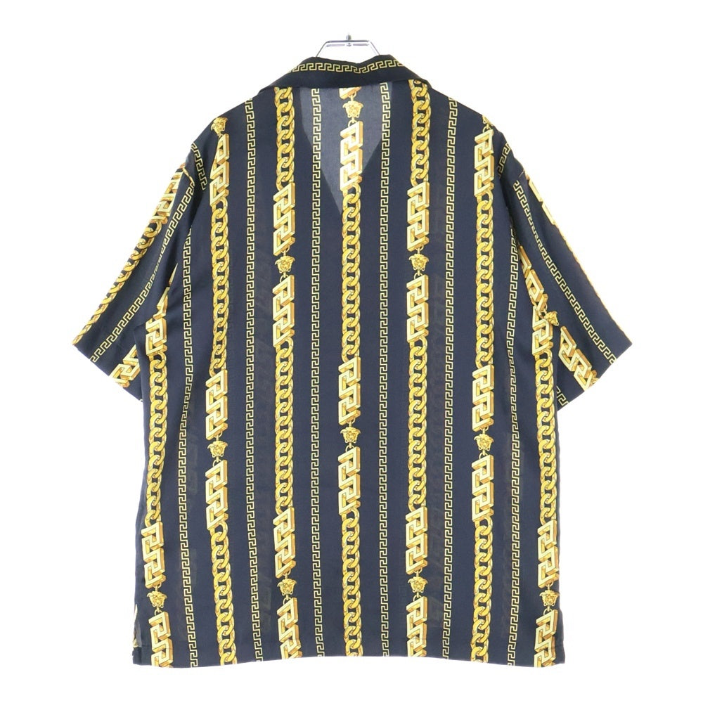 VERSACE(ヴェルサーチ) Chain Print S/S Shirt 1005025 1A07626 チェーンプリント 半袖シャツ ブラック/ゴールド