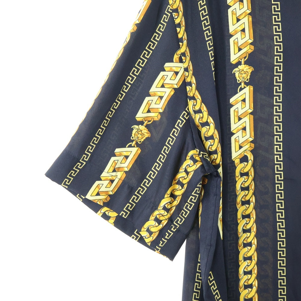 VERSACE(ヴェルサーチ) Chain Print S/S Shirt 1005025 1A07626 チェーンプリント 半袖シャツ ブラック/ゴールド