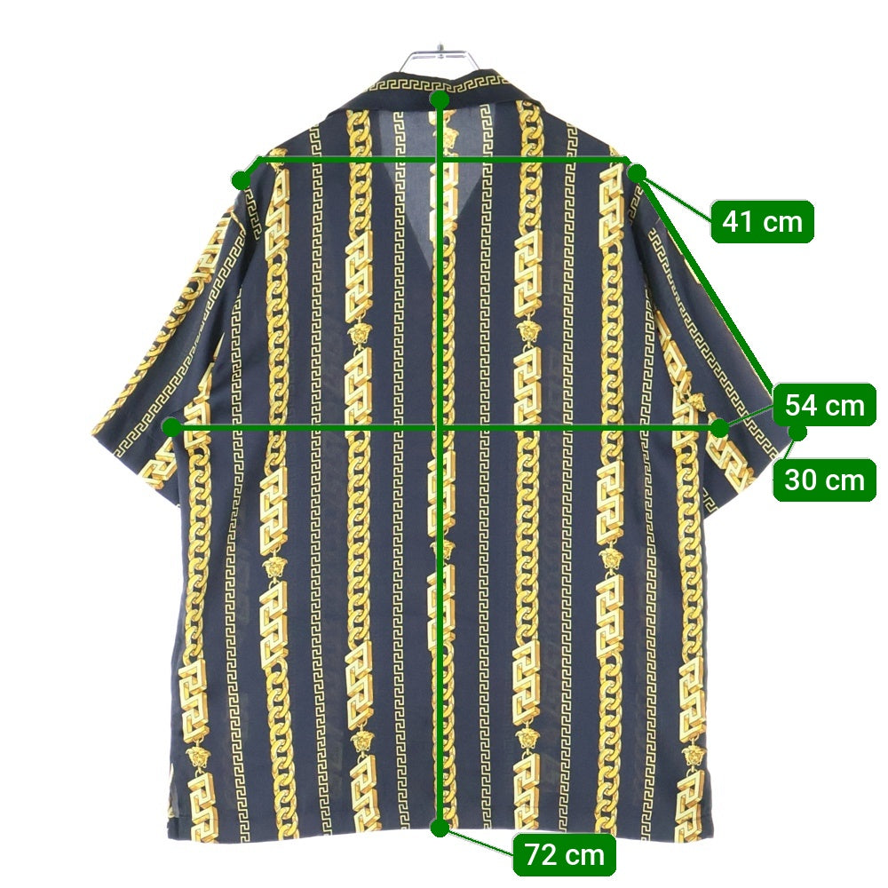 VERSACE(ヴェルサーチ) Chain Print S/S Shirt 1005025 1A07626 チェーンプリント 半袖シャツ ブラック/ゴールド