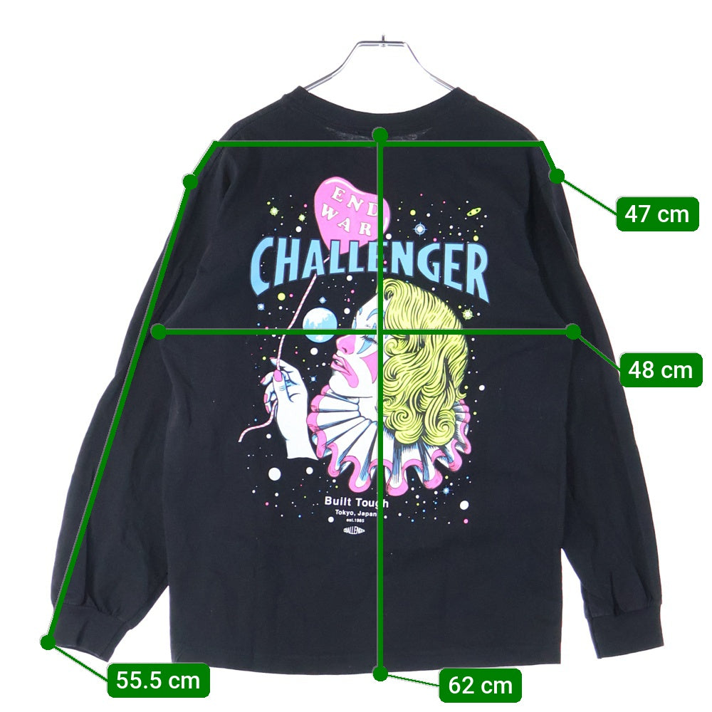 CHALLENGER(チャレンジャー) END WAR L/S TEE 201MT-1300 エンド ウォー プリント クルーネック長袖Tシャツカットソー ロングスリーブ ロンT ブラック