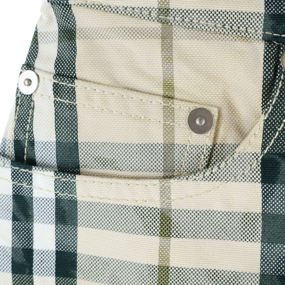 BURBERRY(バーバリー) 25SS Embroidered Check Denim Mini Skirt 8099675 エンブロイダリー ノバチェック デニムミニスカート レディース ベージュ/グリーン