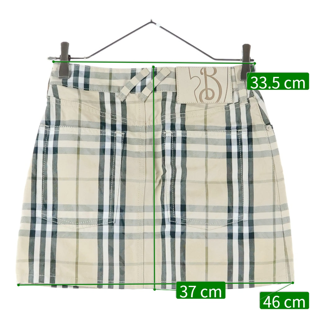 BURBERRY(バーバリー) 25SS Embroidered Check Denim Mini Skirt 8099675 エンブロイダリー ノバチェック デニムミニスカート レディース ベージュ/グリーン