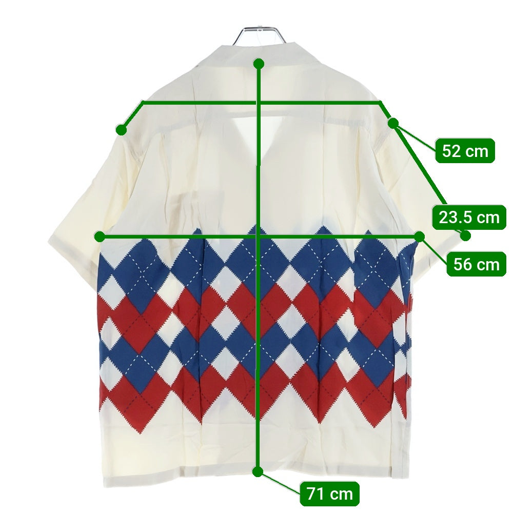 NO BRAND(ノーブランド) RAYON S/S ARGYLE Style SH38129 アーガイルチェックレーヨン半袖オープンカラーシャツ グレー
