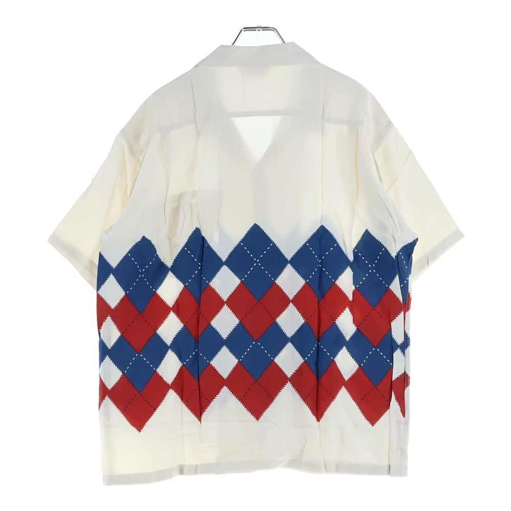 NO BRAND(ノーブランド) RAYON S/S ARGYLE Style SH38129 アーガイルチェックレーヨン半袖オープンカラーシャツ グレー