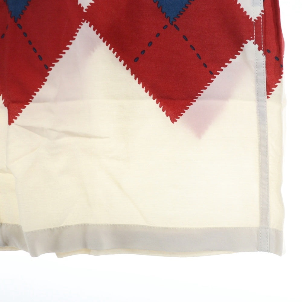 NO BRAND(ノーブランド) RAYON S/S ARGYLE Style SH38129 アーガイルチェックレーヨン半袖オープンカラーシャツ グレー