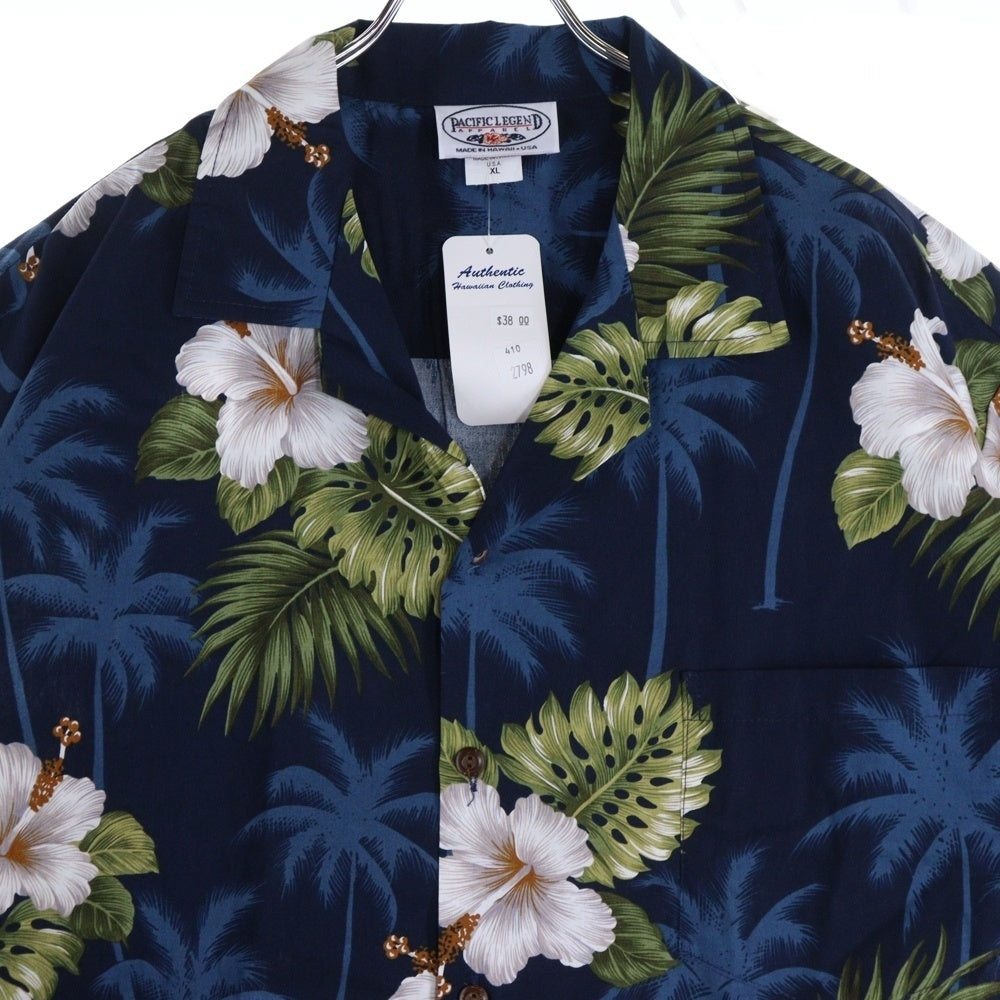PACIFIC LEGEND(パシフィックレジェンド) ALOHA SHIRTS MADE IN USA 総柄アロハシャツ アメリカ製 ネイビー