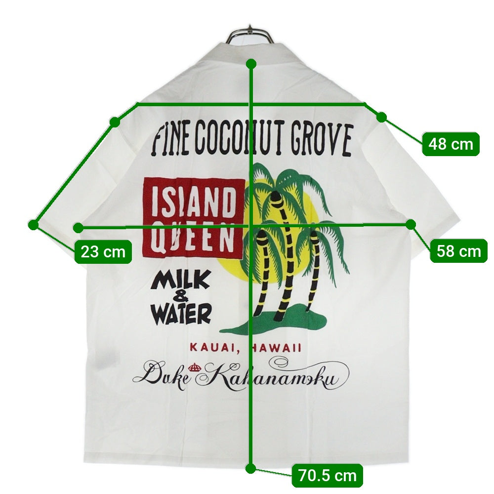 DUKE KAHANAMOKU( デュークカハナモク) ISLAND QUEEN DK38620 アイランドクイーン 半袖オープンカラーシャツ アロハシャツ ホワイト
