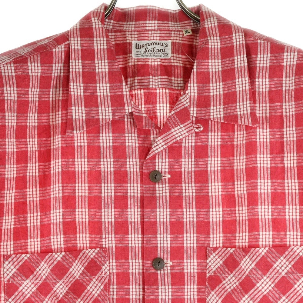 WATUMULL'S and Seilani(ワトゥムルズアンドセイラニ) PALAKA CHECK SHIRTS SS37588 パラカ半袖チェックシャツ レッド
