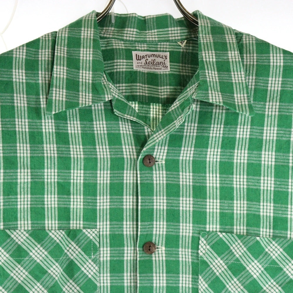 WATUMULL'S and Seilani(ワトゥムルズアンドセイラニ) PALAKA CHECK SHIRTS SS37588 パラカ半袖チェックシャツ グリーン