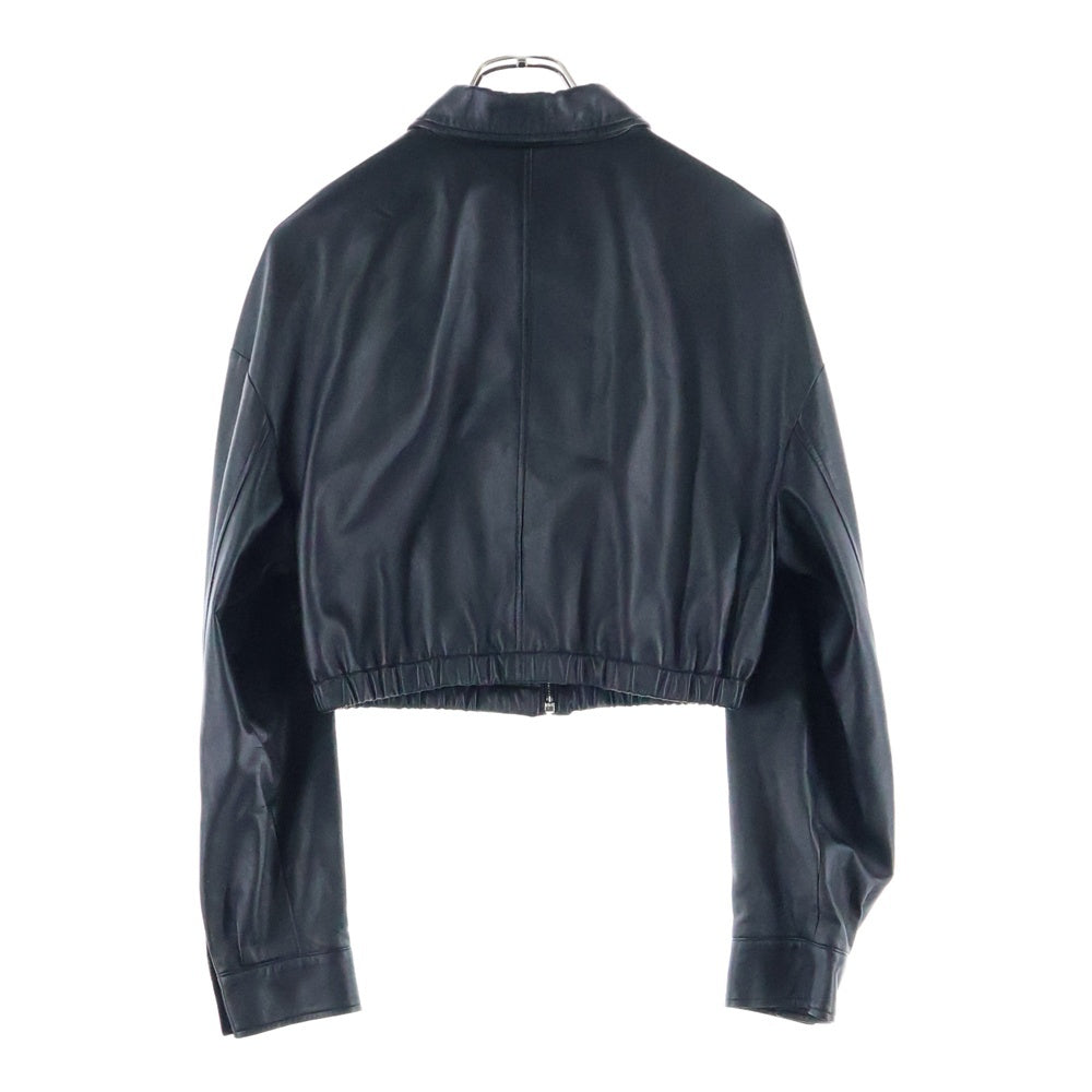 PRADA(プラダ) SHORT LEATHER ZIP UP JACKET トライアングルロゴジップアップジャケット フーディー ショート丈 ブラック 58A121 S222 6N3