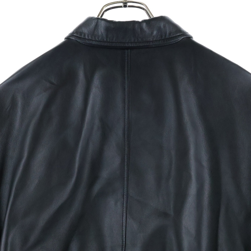 PRADA(プラダ) SHORT LEATHER ZIP UP JACKET トライアングルロゴジップアップジャケット フーディー ショート丈 ブラック 58A121 S222 6N3